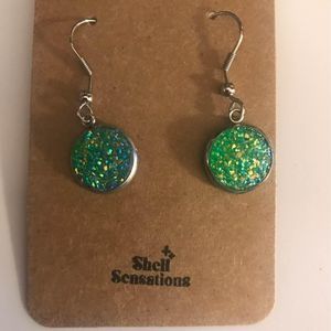 Glitter dangle earrings handmade